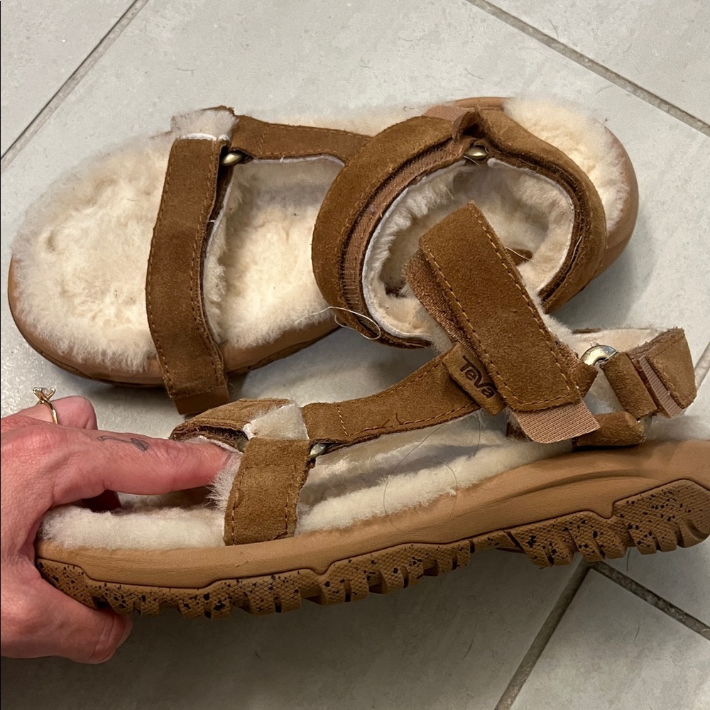 Teva Tan Shearling Sandals